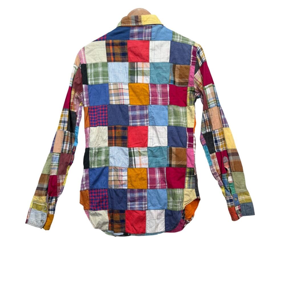 Hand Woven India Patchwork Button Down Shirt Coll… - image 2